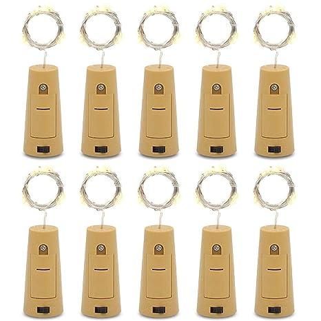 20 Led Wine Bottle Cork Copper Wire String Lights 2M Battery Operated (Warm White Pack Of 10)